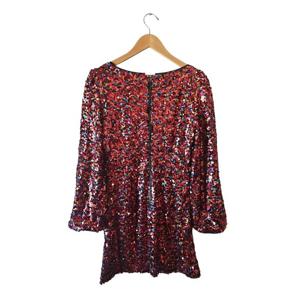 Lucy Paris rainbow color sequins Party Starter mini Dress sz medium new $128 - Picture 4 of 8